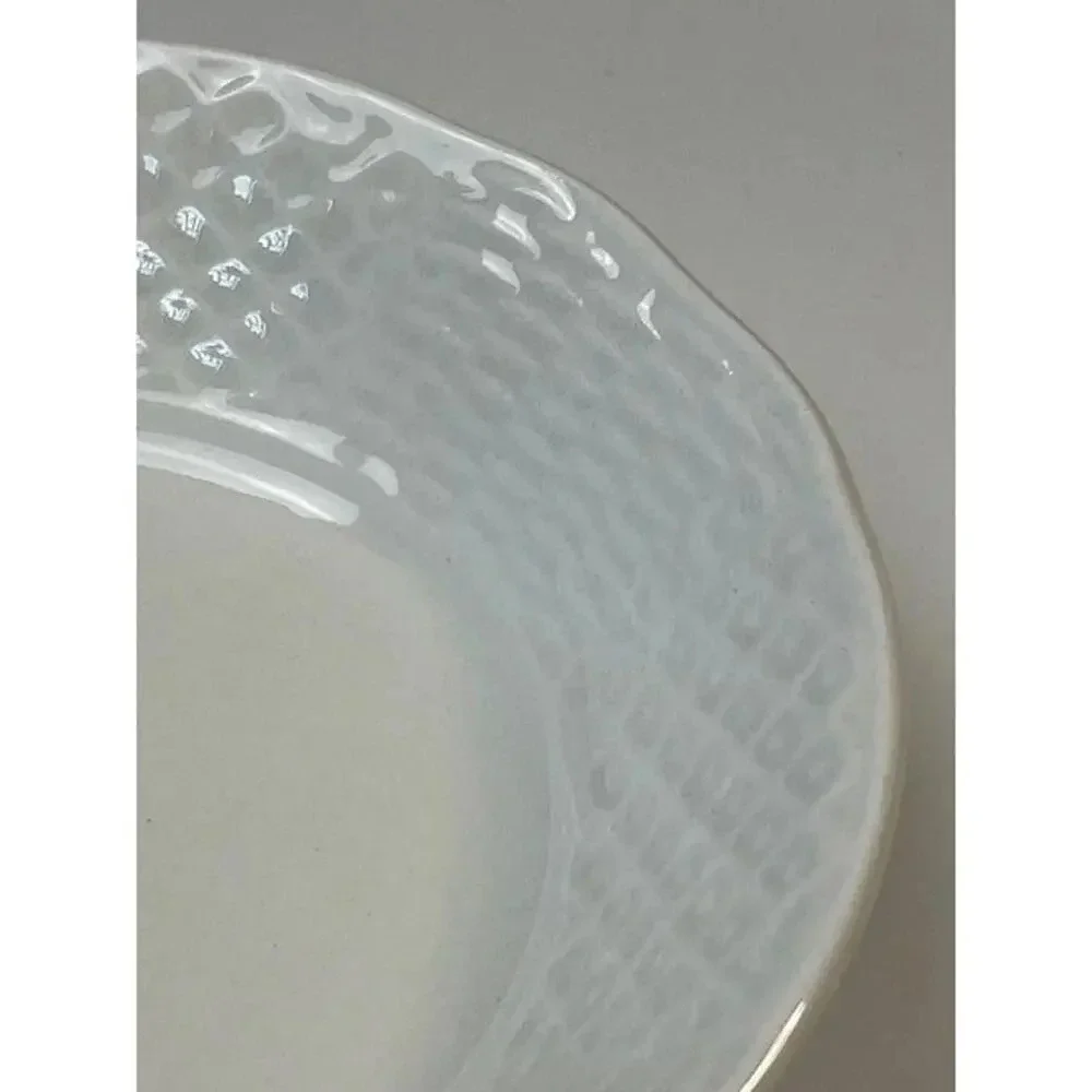 Burleigh Ironstone Staffordshire England White Basketweave Berry Bowls Set of 5